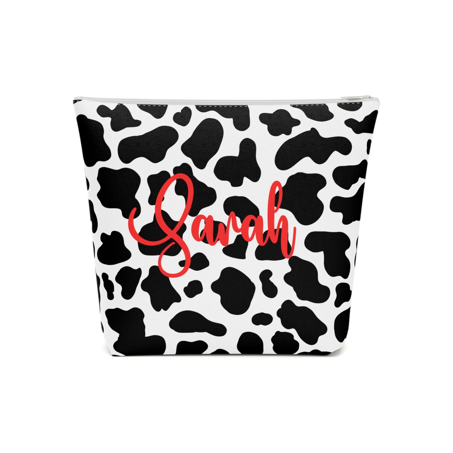Personalized Cow Print Cosmetic Bag | Stylish Makeup Organizer, Gift for Her, Travel Essentials, Custom Name Pouch