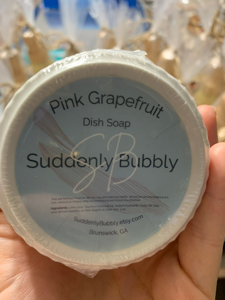 Handmade Dish Soap in Ramekin with Bamboo Brush