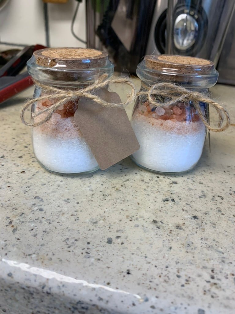 Lavender Bath Salts in Charming Yogurt Jar with Jute Bow 3.5 oz