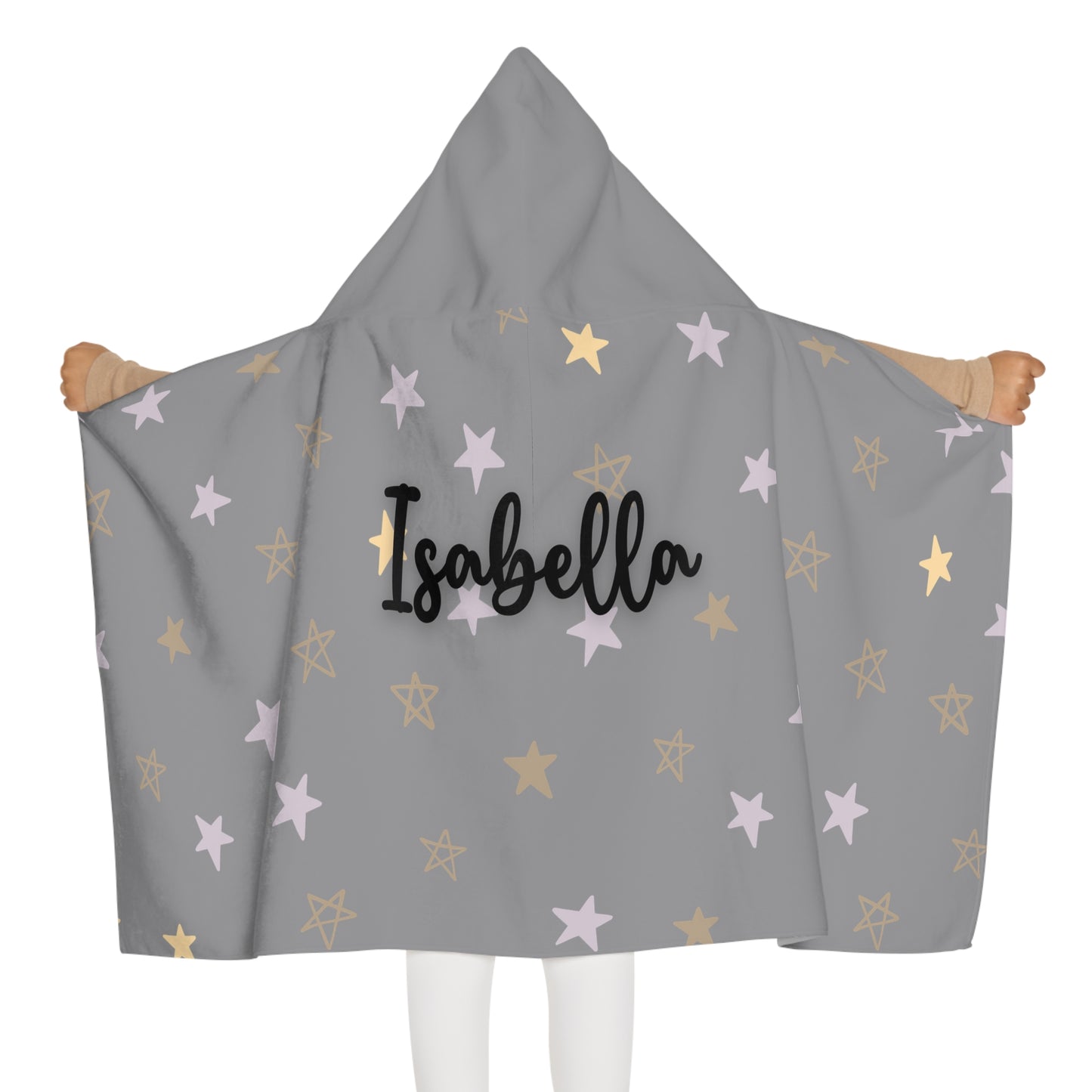 Personalized Youth Hooded Towel for Kids, Bath Time Essential, Pool Day Fun, Cozy Cover-Up, Starry Design, Custom Name Towel