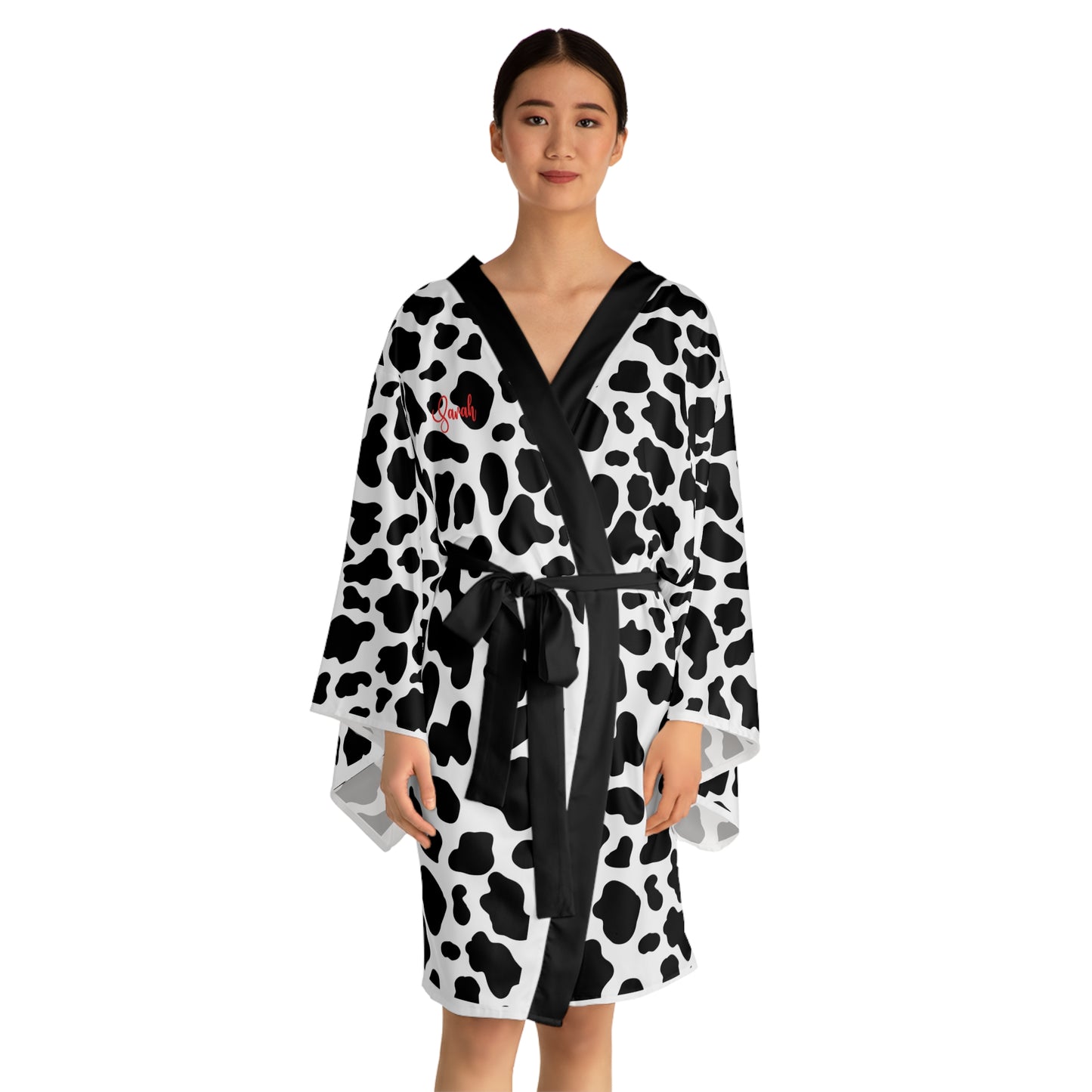 Cow Print Long Sleeve Kimono Robe, Cozy Loungewear, Relaxation Gift, Unique Fashion, Home Spa, Animal Print Lifestyle