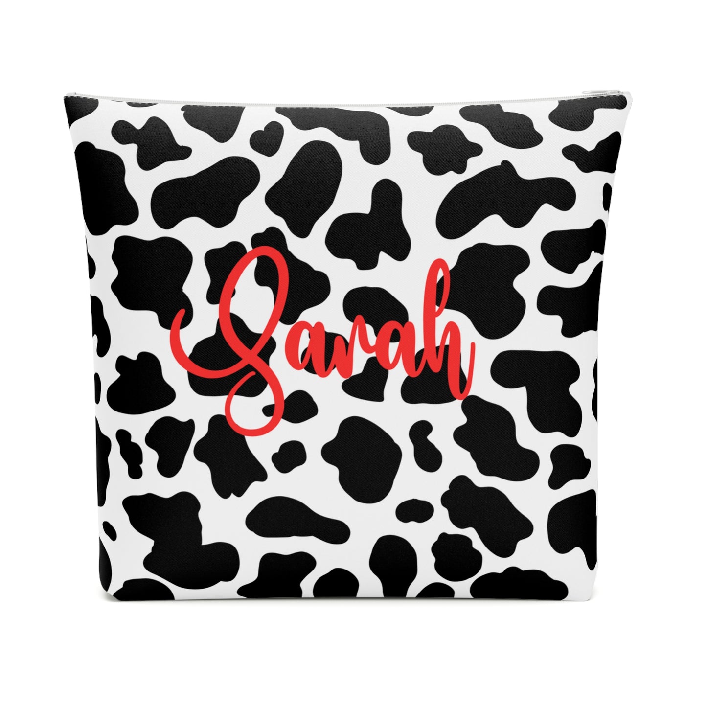 Personalized Cow Print Cosmetic Bag | Stylish Makeup Organizer, Gift for Her, Travel Essentials, Custom Name Pouch