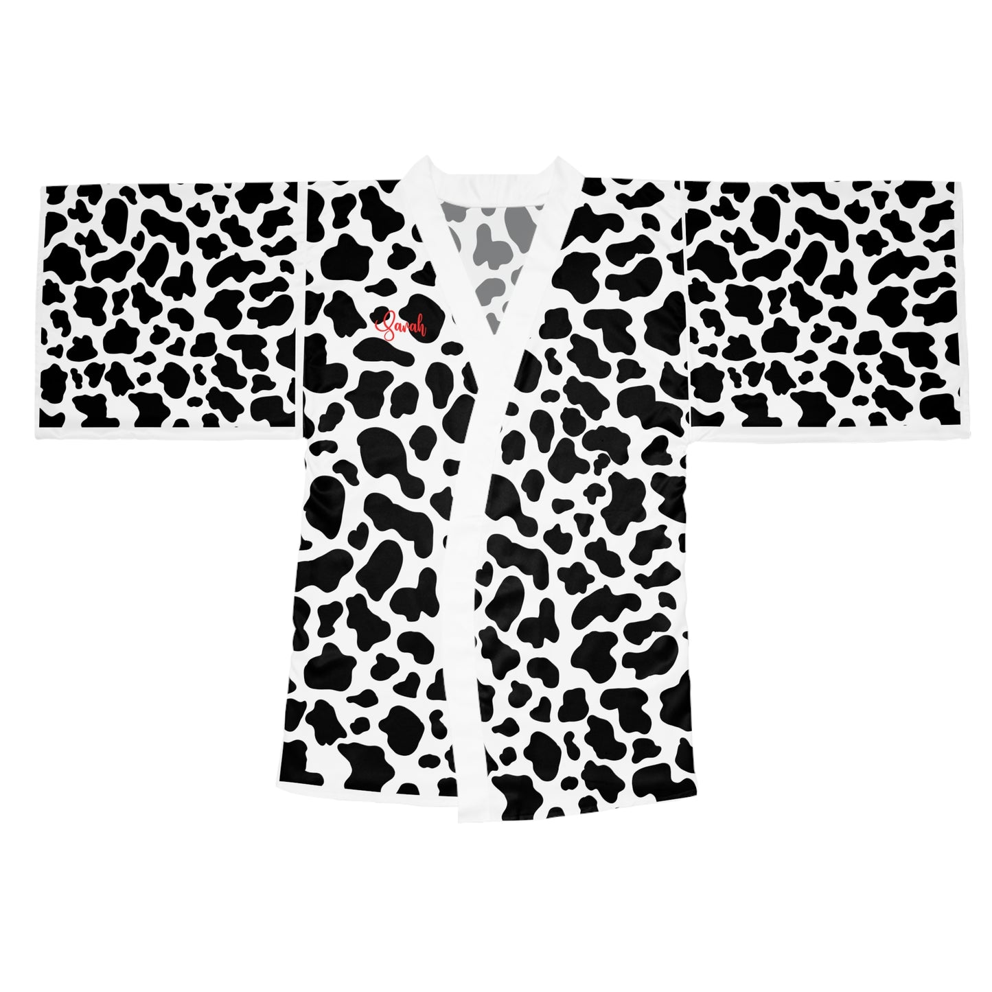 Cow Print Long Sleeve Kimono Robe, Cozy Loungewear, Relaxation Gift, Unique Fashion, Home Spa, Animal Print Lifestyle