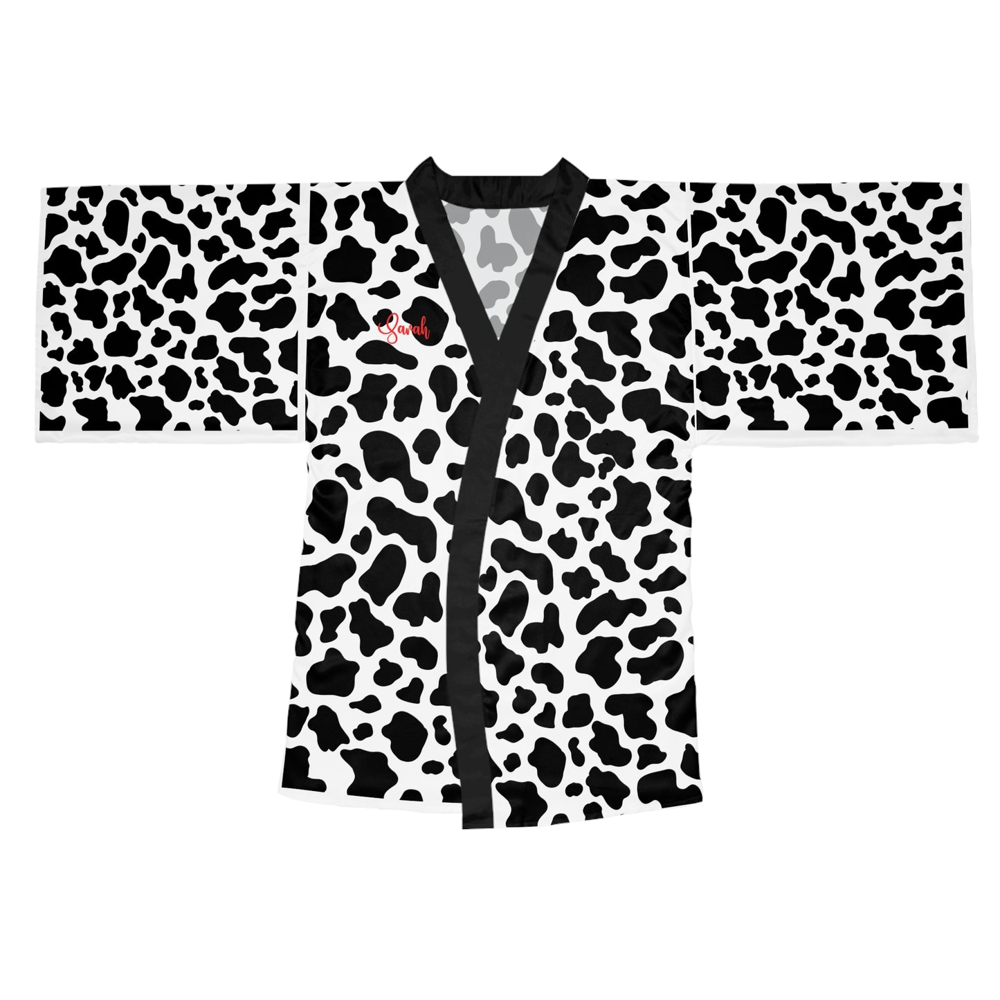 Cow Print Long Sleeve Kimono Robe, Cozy Loungewear, Relaxation Gift, Unique Fashion, Home Spa, Animal Print Lifestyle