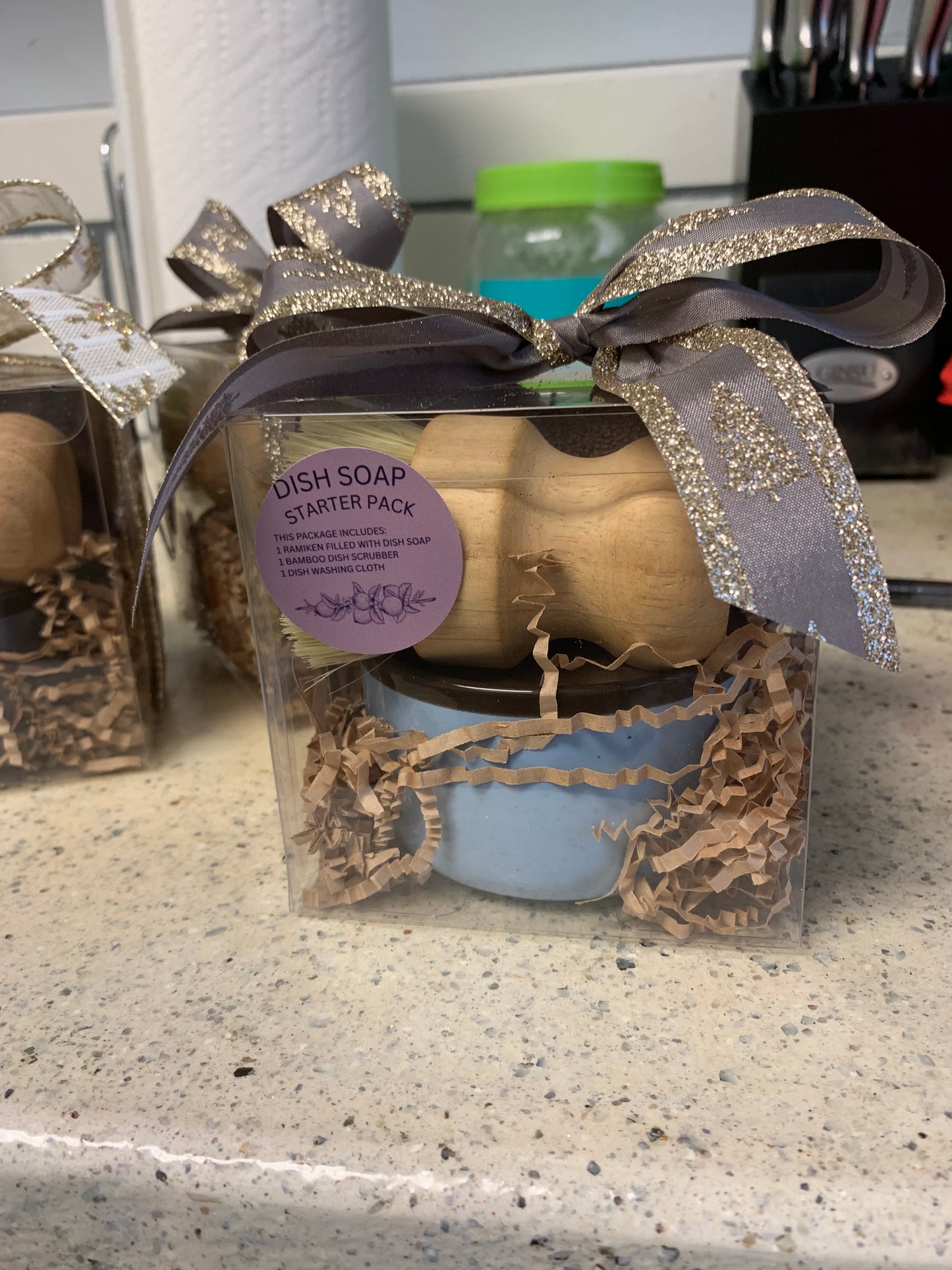 Handmade Dish Soap in Ramekin with Bamboo Brush